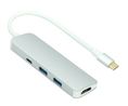 Docking Station, USB-C Plug, Bus-Powered, 100W, Ports Total 4